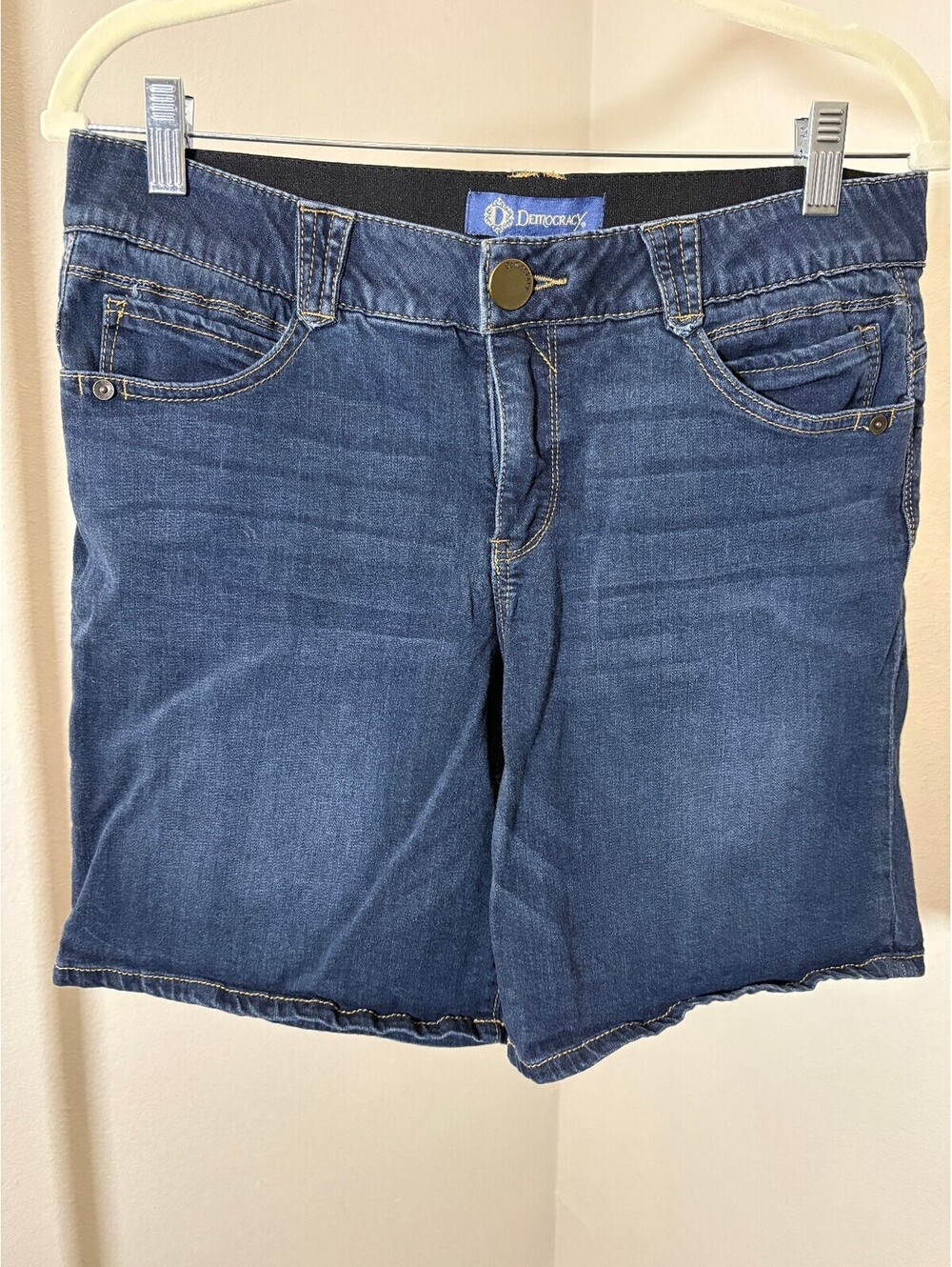 Democracy Women's Denim Shorts Size 10 with Frayed Hem Casual Summer Style